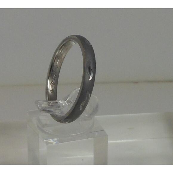 Sterling Silver Oxidized Diamond-Cut Ring Size 10, Handcrafted Vintage Patina - Picture 4 of 4